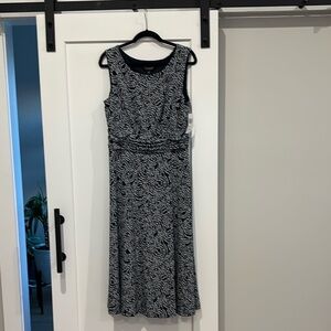 NWT. Sleeveless Navy and white dress